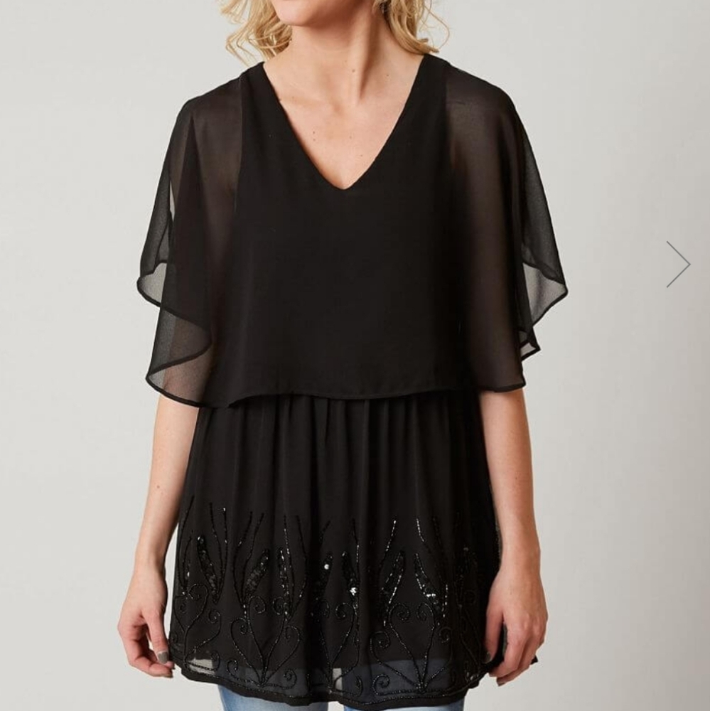 ✨5/$25✨ NWT BKE Boutique beaded chiffon top